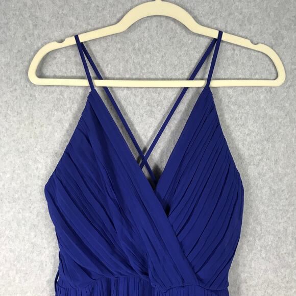 Beyond Words Romper Womens Medium Blue Pleated Flowy Belt Summer Vacation Resort - Picture 3 of 15